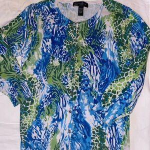 Cable & Gauge Blue and Green Printed Cardigan